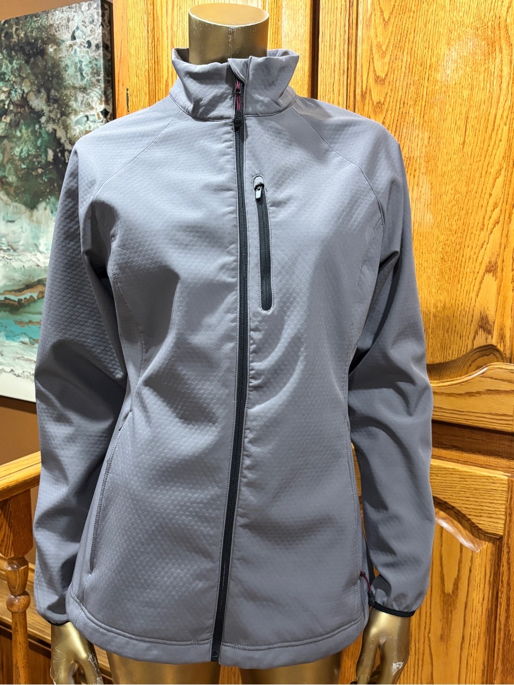 Asics Gray Women's Utility Softshell Jacket, Windbreaker.